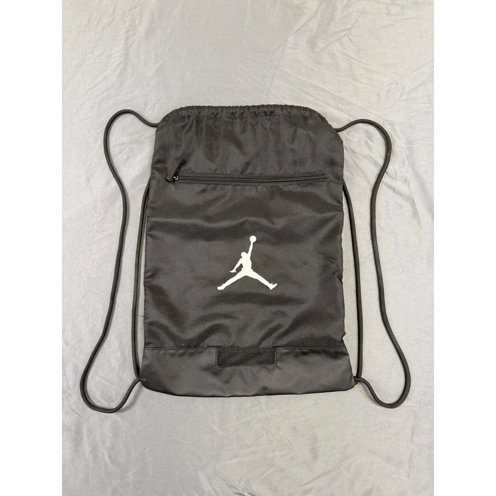 Jordan Jumpman Drawstring Backpack Black Athletic Cinch Sack Bag 9A0746-023